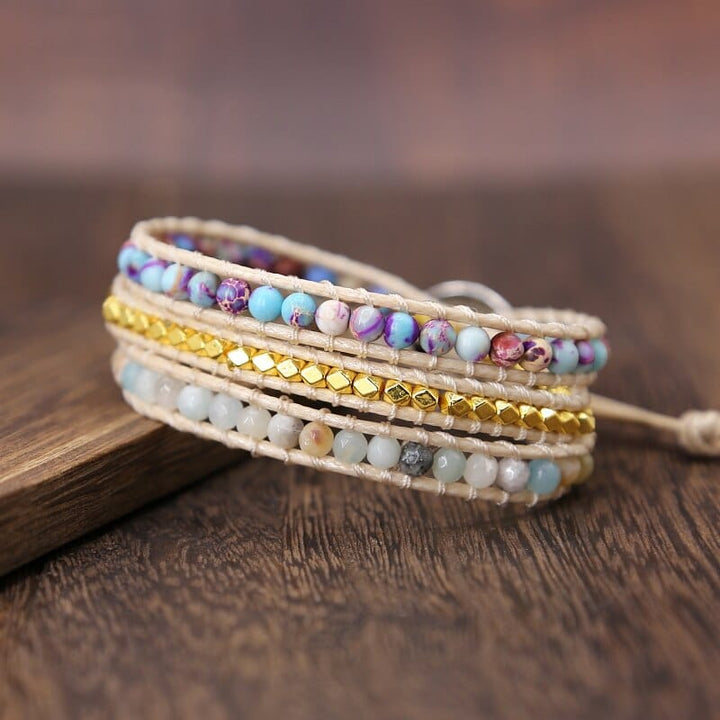 Seductive Amarilis Jasper Wrap Bracelet for Essential Energy Bowlift