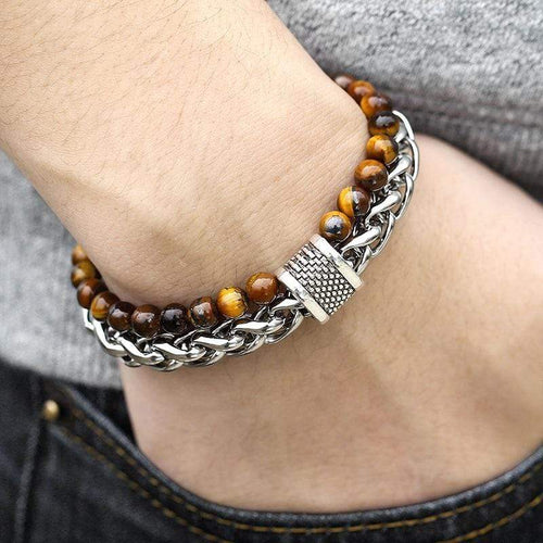 Tiger Eye Beaded Bracelet for Men 