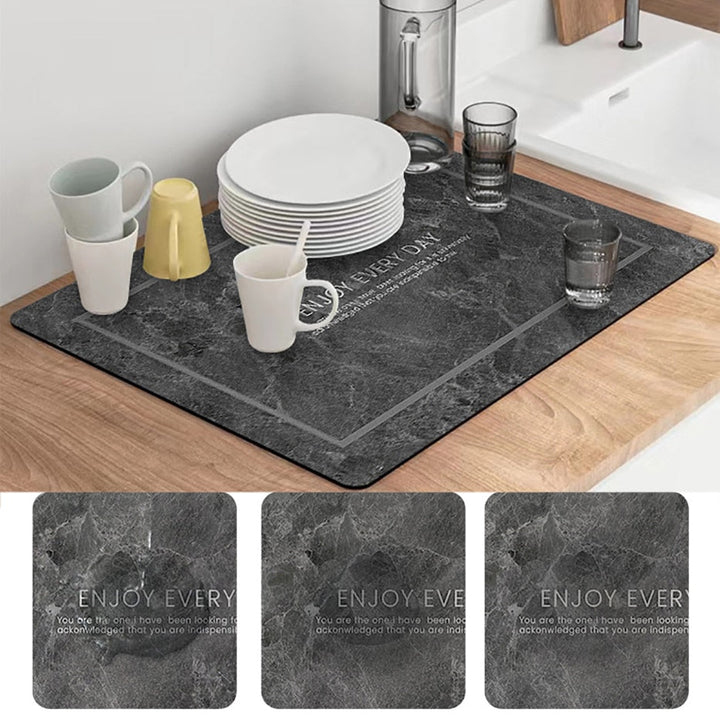Kitchen Countertop Drainer Mat Slide Pad Water Absorbent Drying Mat | Bowlift