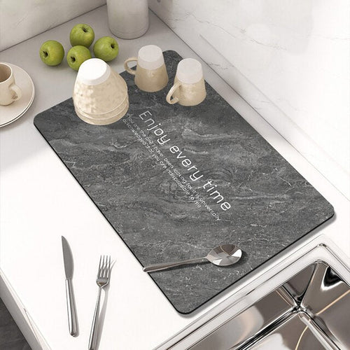 Kitchen Countertop Drainer Mat Slide Pad Water Absorbent Drying Mat | Bowlift