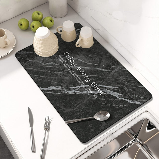 Kitchen Countertop Drainer Mat Slide Pad Water Absorbent Drying Mat | Bowlift