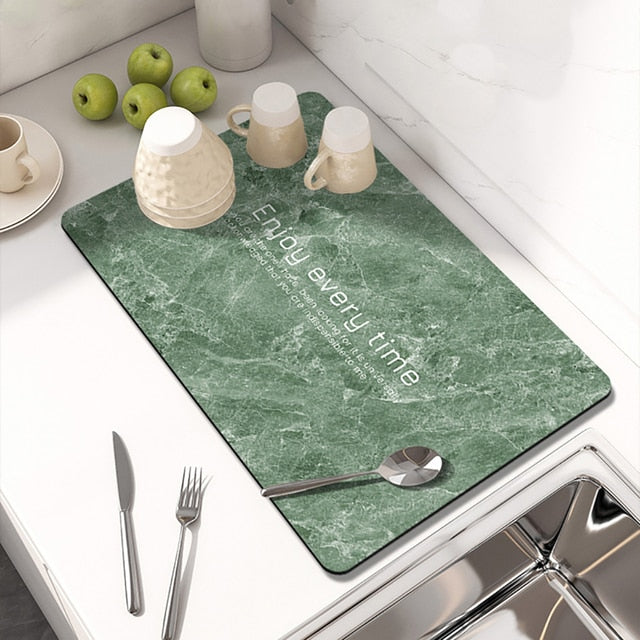 Kitchen Countertop Drainer Mat Slide Pad Water Absorbent Drying Mat | Bowlift