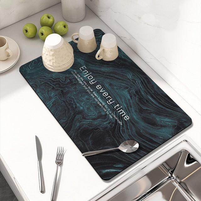 Kitchen Countertop Drainer Mat Slide Pad Water Absorbent Drying Mat | Bowlift