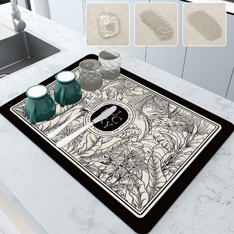 Kitchen Drain Pad Absorbent Drying Mat Countertop Protector Placemat | Bowlift