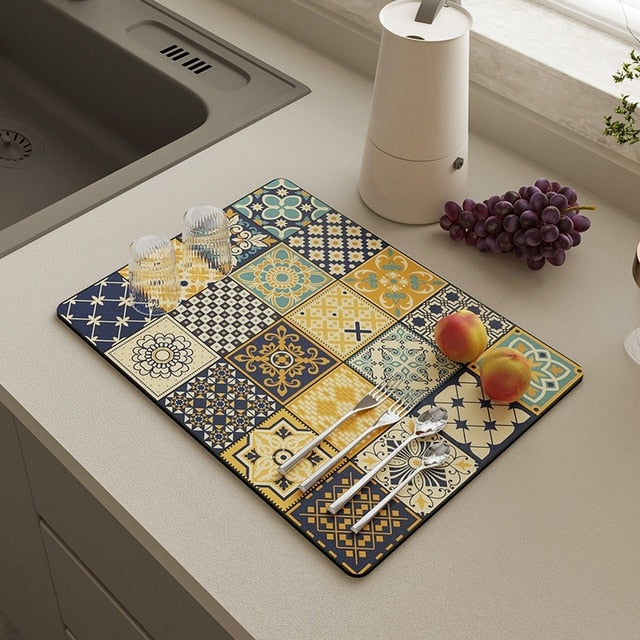 Kitchen Drain Pad Absorbent Drying Mat Countertop Protector Placemat | Bowlift