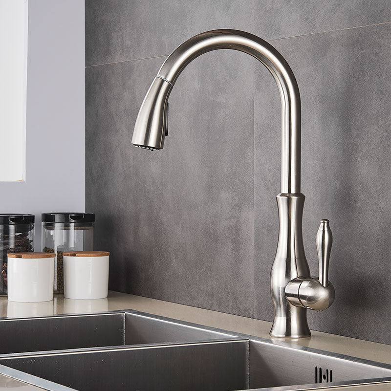 BowLift | Brass Kitchen Faucet Pull Out Mixer Sink Water Tap 360 Rotation Single Handle