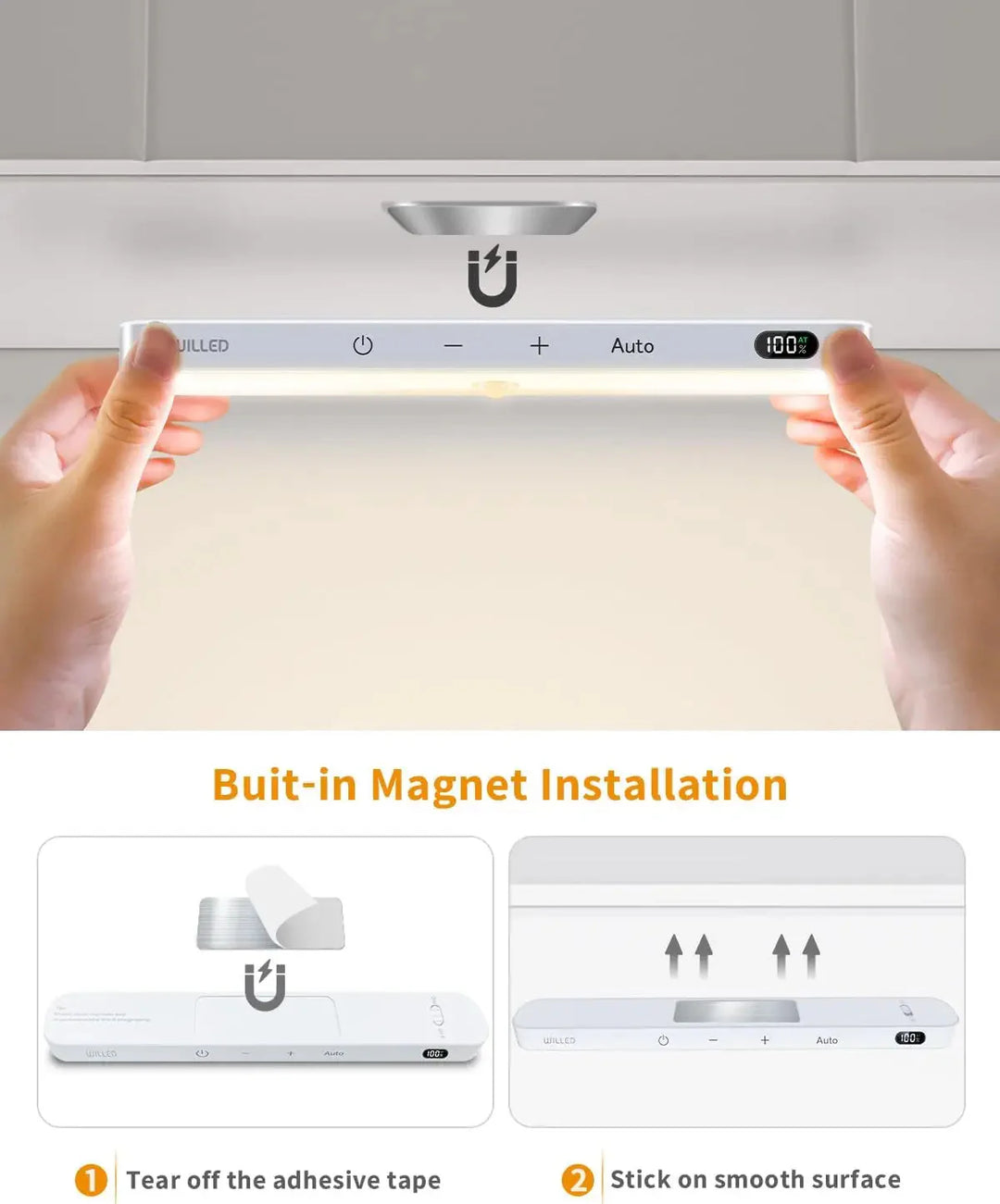 Kitchen Motion Sensor Light Indoor Battery Display 60 LED Touch Light Bar | Bowlift