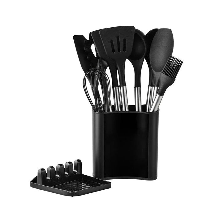 BowLift | KITCHENORA – Complete Utensil Set with Silicone Heads & Wood-Style Handles