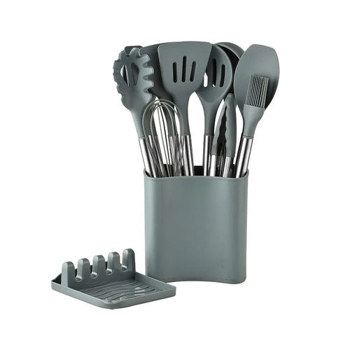 BowLift | KITCHENORA – Complete Utensil Set with Silicone Heads & Wood-Style Handles