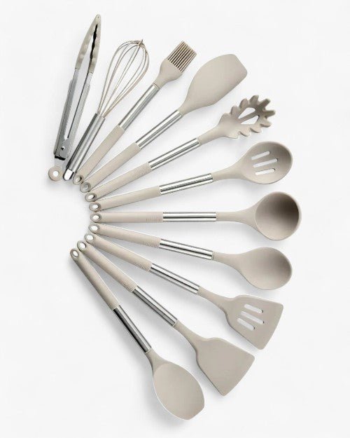 BowLift | KITCHENORA – Complete Utensil Set with Silicone Heads & Wood-Style Handles