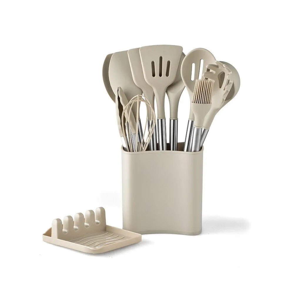 BowLift | KITCHENORA – Complete Utensil Set with Silicone Heads & Wood-Style Handles