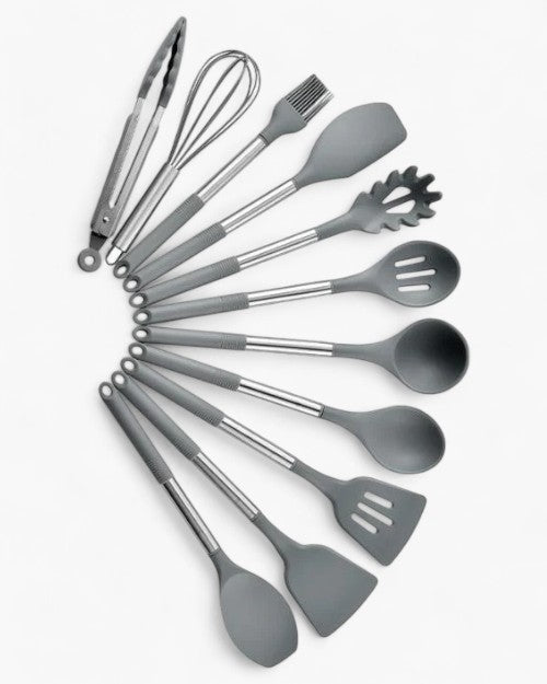 BowLift | KITCHENORA – Complete Utensil Set with Silicone Heads & Wood-Style Handles