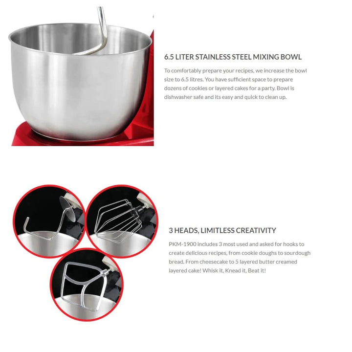 Royalty Line Kitchen Machine 1,900 W 6.5 Liter (Mixer) | Bowlift