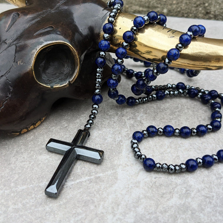 BowLift | Orion Spiritual Necklace with Tiger Eye & Lapis Lazuli – Men's Rosary