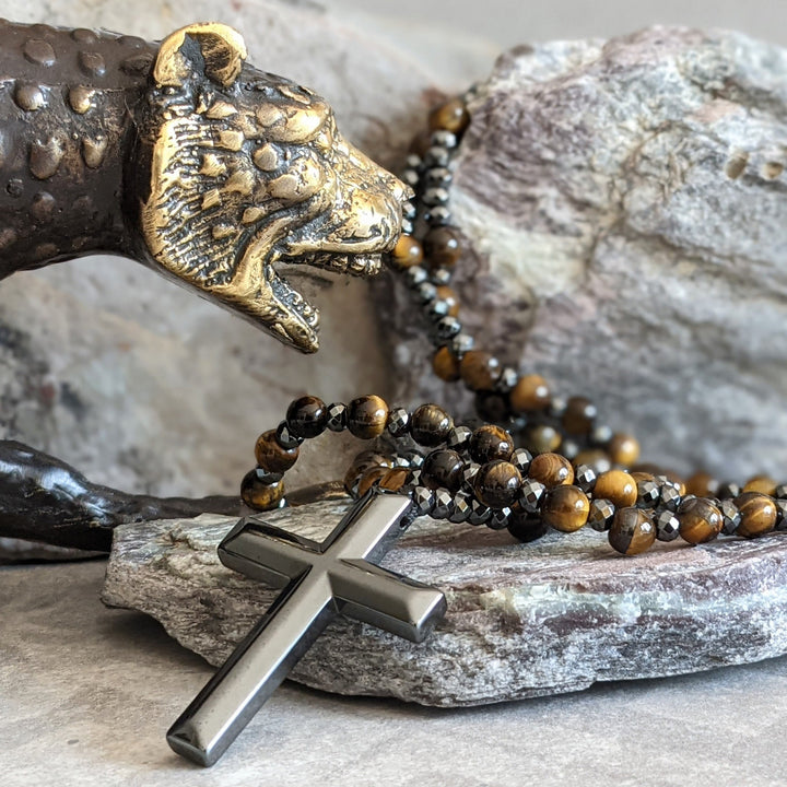 BowLift | Orion Spiritual Necklace with Tiger Eye & Lapis Lazuli – Men's Rosary