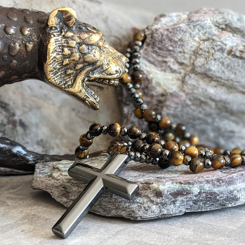 BowLift | Orion Spiritual Necklace with Tiger Eye & Lapis Lazuli – Men's Rosary