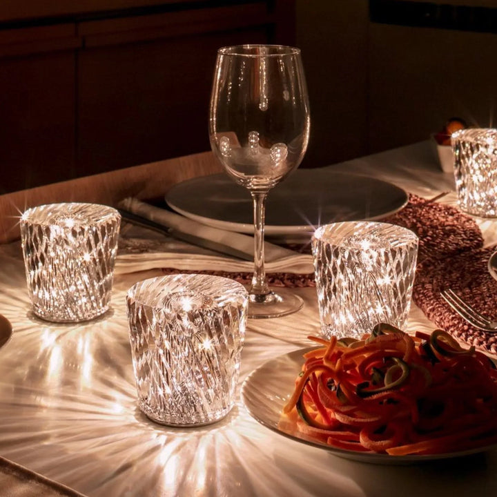 BowLift | Crystal Table Lamp VÉLORIA | Diamond Look & 360° Light Play | Wireless & USB Rechargeable | Up to 12 hrs. Light Duration