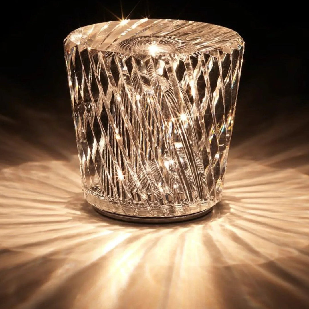 BowLift | Crystal Table Lamp VÉLORIA | Diamond Look & 360° Light Play | Wireless & USB Rechargeable | Up to 12 hrs. Light Duration