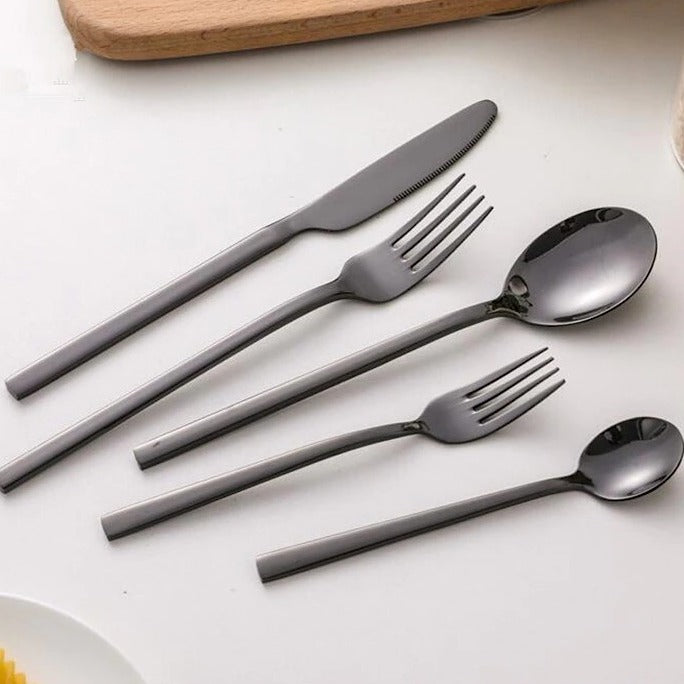 BowLift | LumiDine 30-piece Premium Cutlery Set | Stainless Steel | Modern Design | For 6 People | Durable & Dishwasher Safe