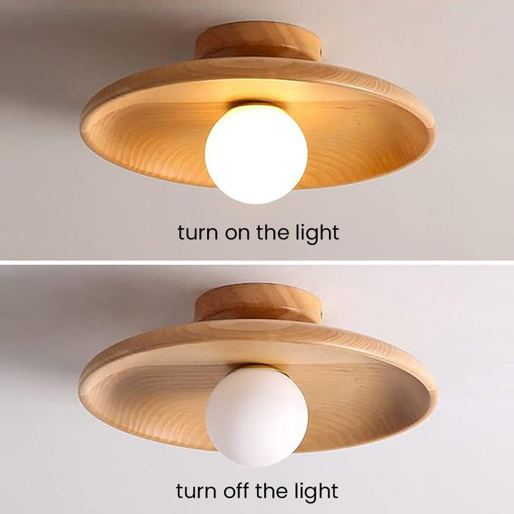 BowLift | Nordic Wood Round Ceiling Light Fixture - Minimalist Design for Hallway & Living Room Lighting