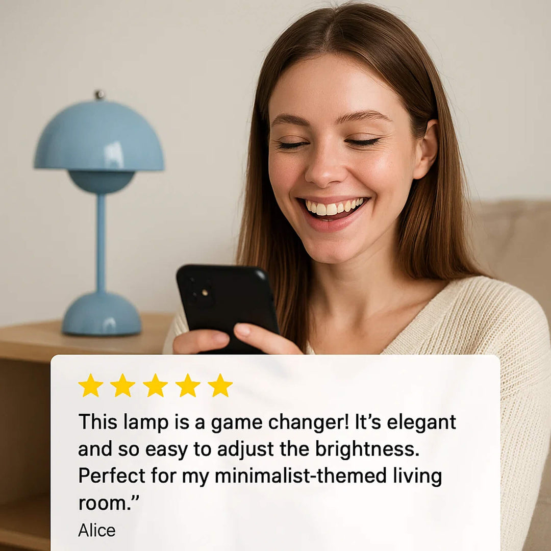 BowLift | Minimalist Flowerpot Table Lamp - Rechargeable Bedside Lamp & Cordless Design Mushroom Shaped Lamps