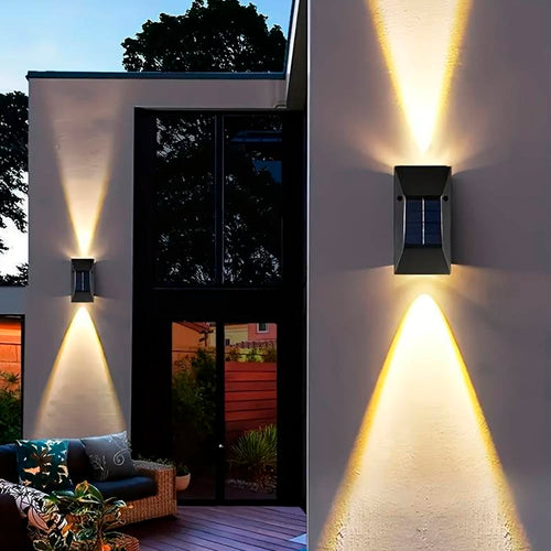LED solar cell wall light (up-downlight), 2 pcs. Black | Bowlift