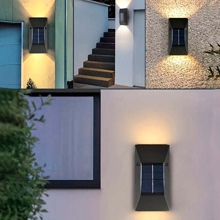 LED solar cell wall light (up-downlight), 2 pcs. Black | Bowlift