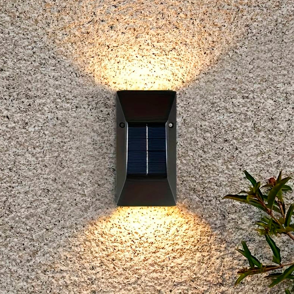 LED solar cell wall light (up-downlight), 2 pcs. Black | Bowlift