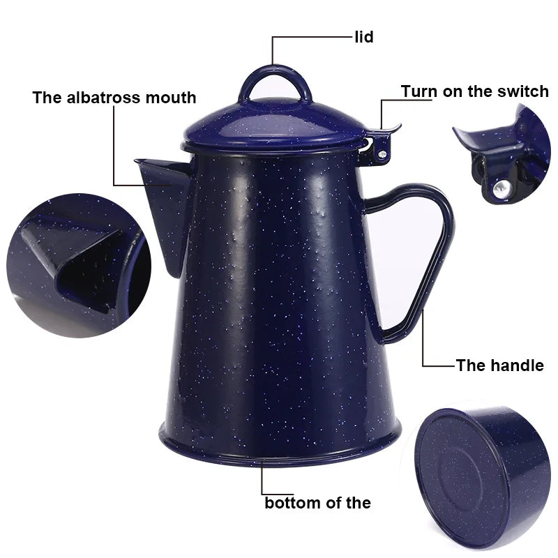 Large Capacity Enamel Handle Pot for Coffee Tea Water Enamel Kettle | Bowlift