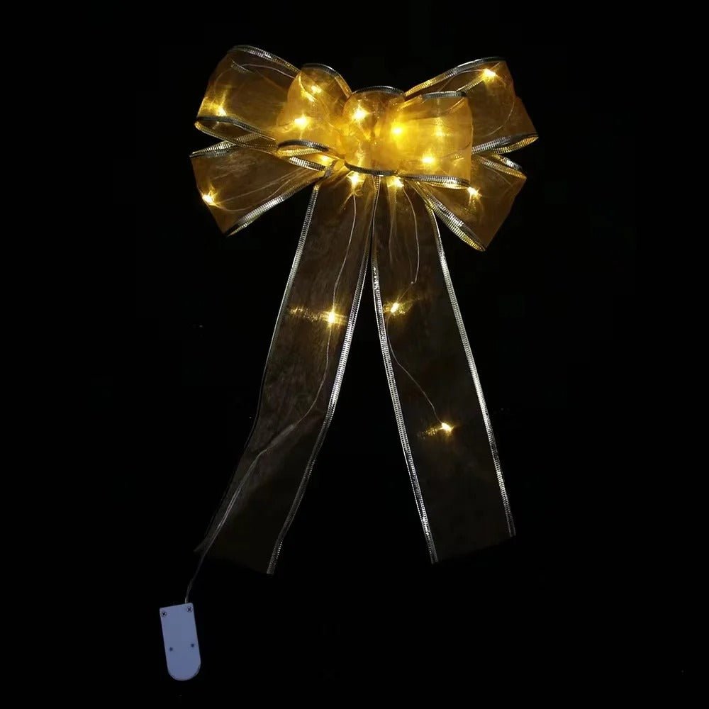 BowLift | Large Printed Light Up Christmas Bow - Christmas Tree Hanging Decoration Light up Christmas Bows