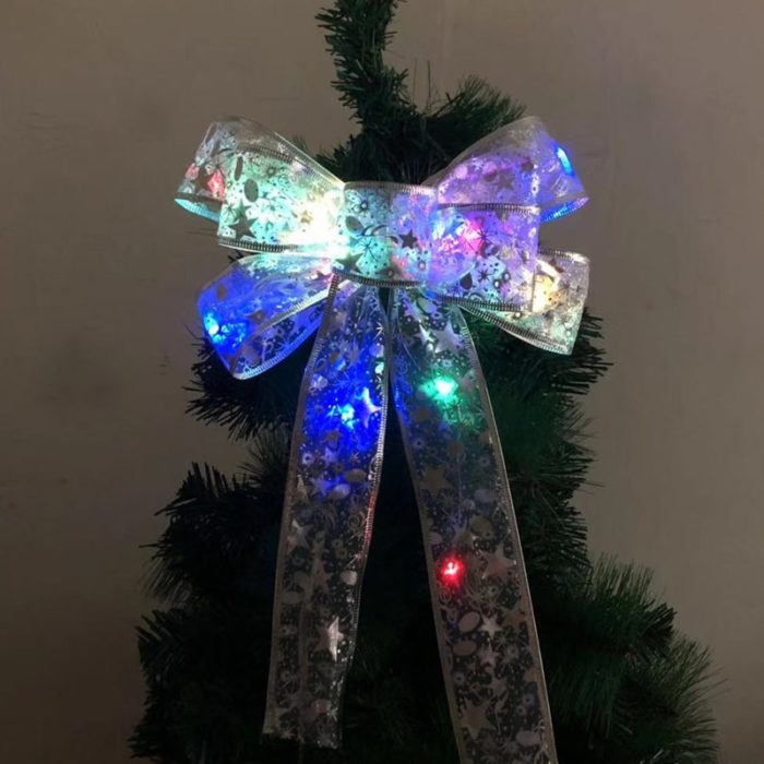 BowLift | Large Printed Light Up Christmas Bow - Christmas Tree Hanging Decoration Light up Christmas Bows