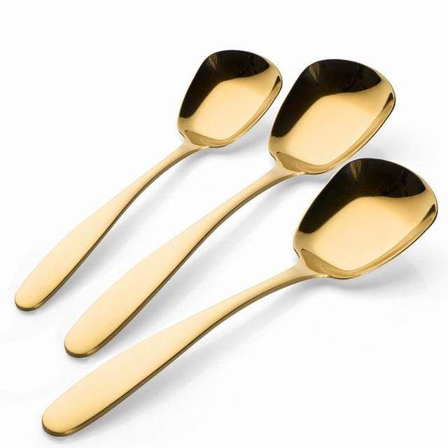 BowLift | Lepeluxe – 3-piece Stainless Steel Serving Spoon Set with Flat Bottom