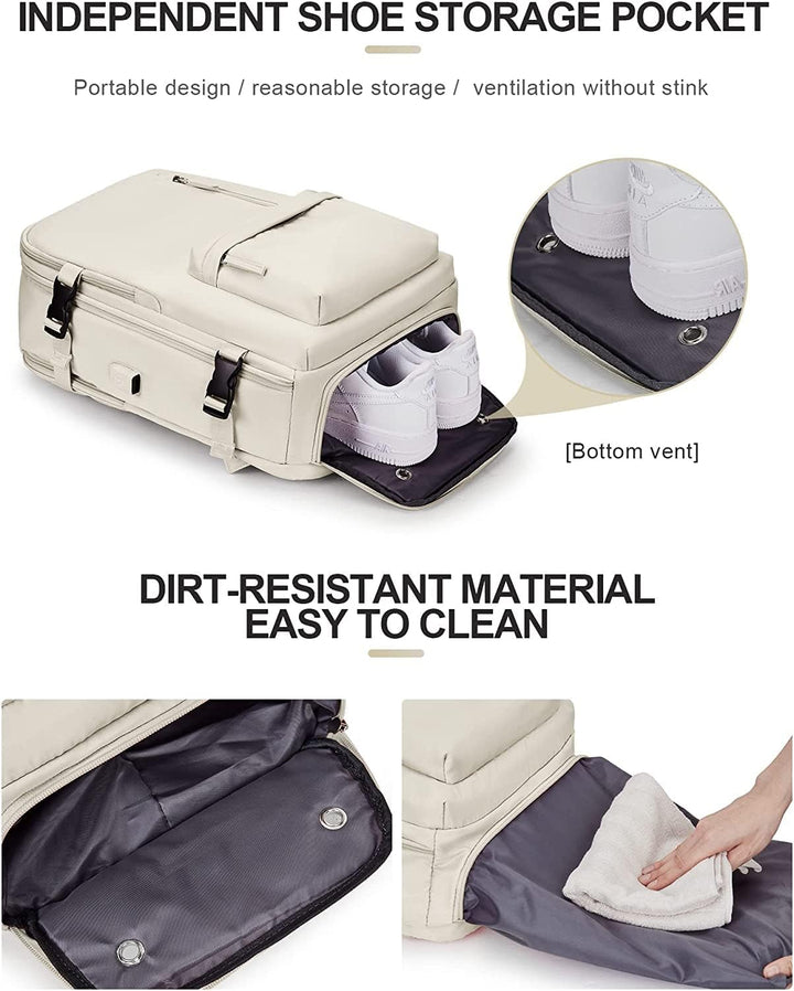 Waterproof Travel Backpack with Shoe Compartment & USB Port – 14" Laptop Fit | Bowlift