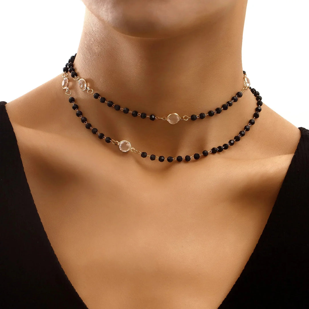 BowLift | Layered Black Crystal Necklace
