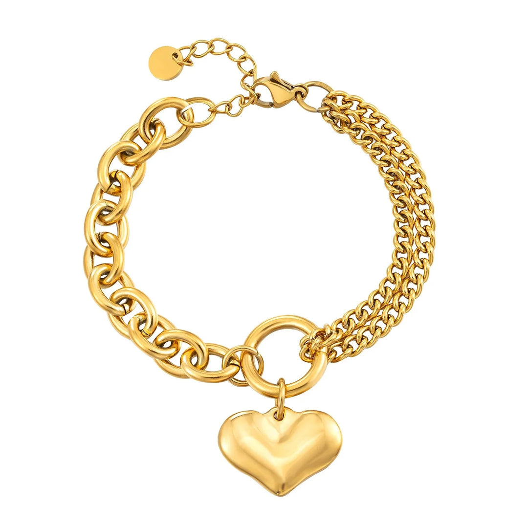 BowLift | Layered Chain and Paperclip Heart Bracelet