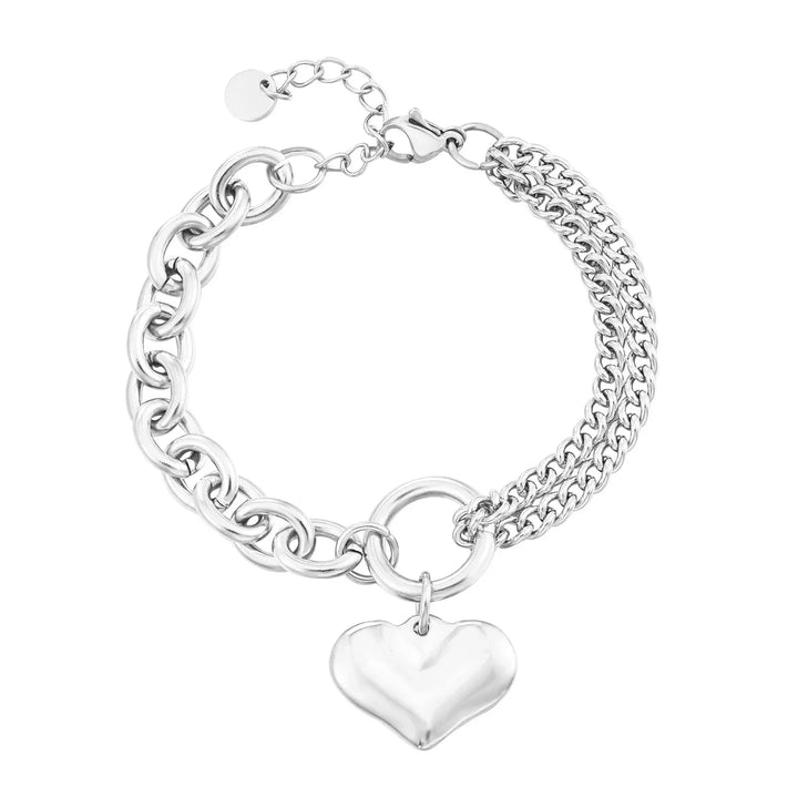 BowLift | Layered Chain and Paperclip Heart Bracelet