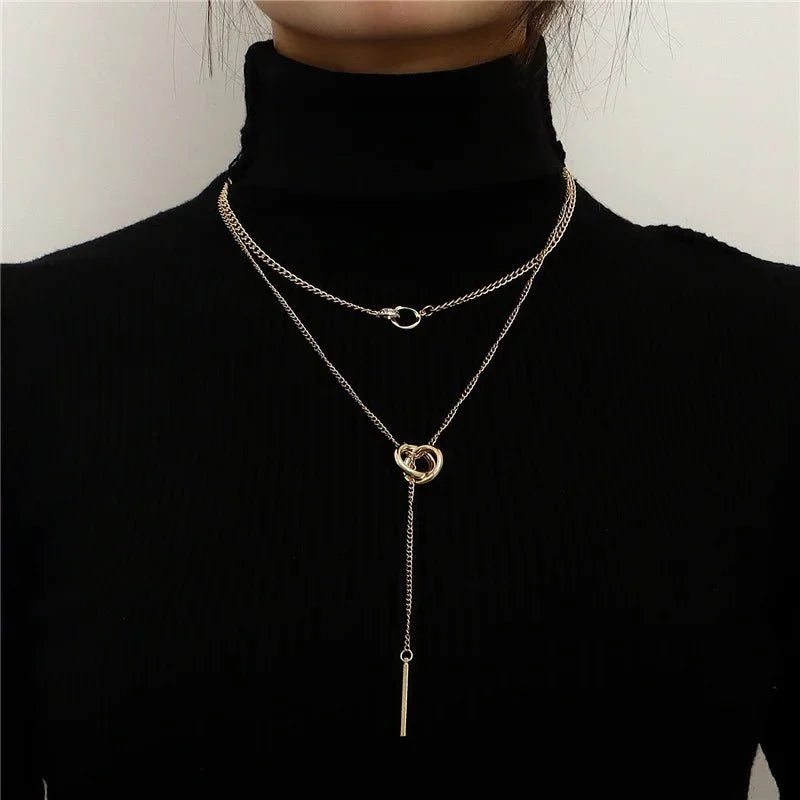 BowLift | Layered Dual Circle Chain Necklace