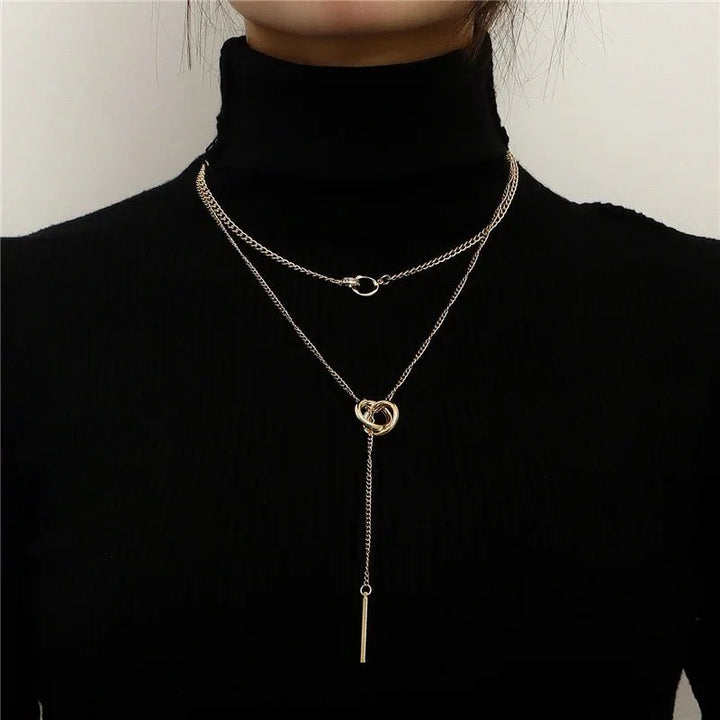 BowLift | Layered Dual Circle Chain Necklace