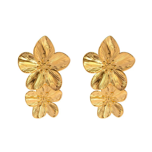 BowLift | Layered Hibiscus Flower Floral Earrings