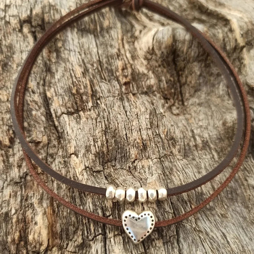 BowLift | Layered Leather Heart Choker Necklace