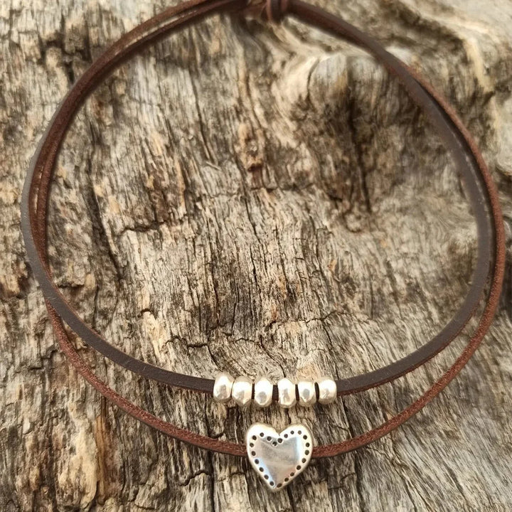 BowLift | Layered Leather Heart Choker Necklace