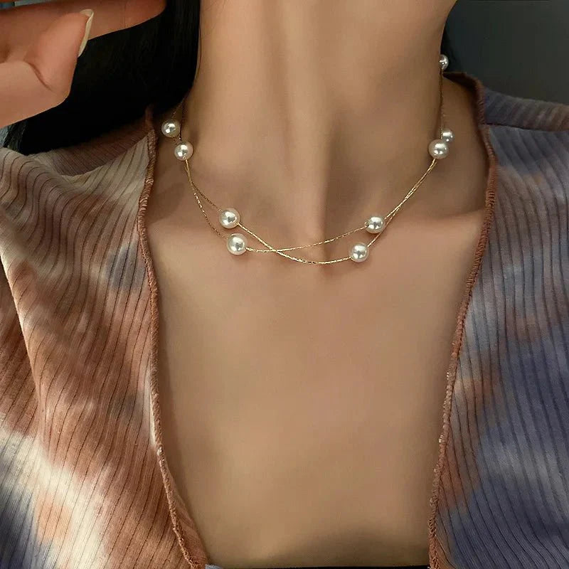 BowLift | Layered Pearl Classy Choker Necklace