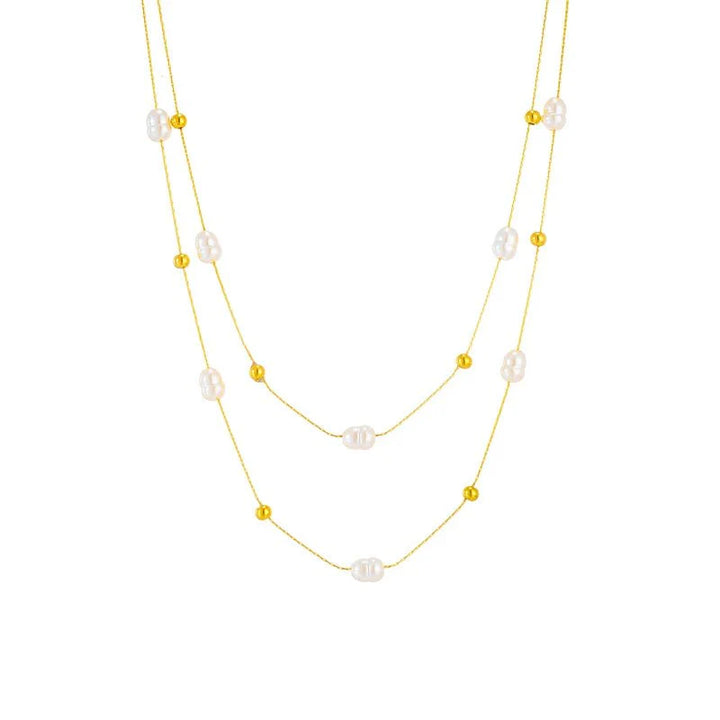 BowLift | Layered Pearl Gold Beaded Necklace