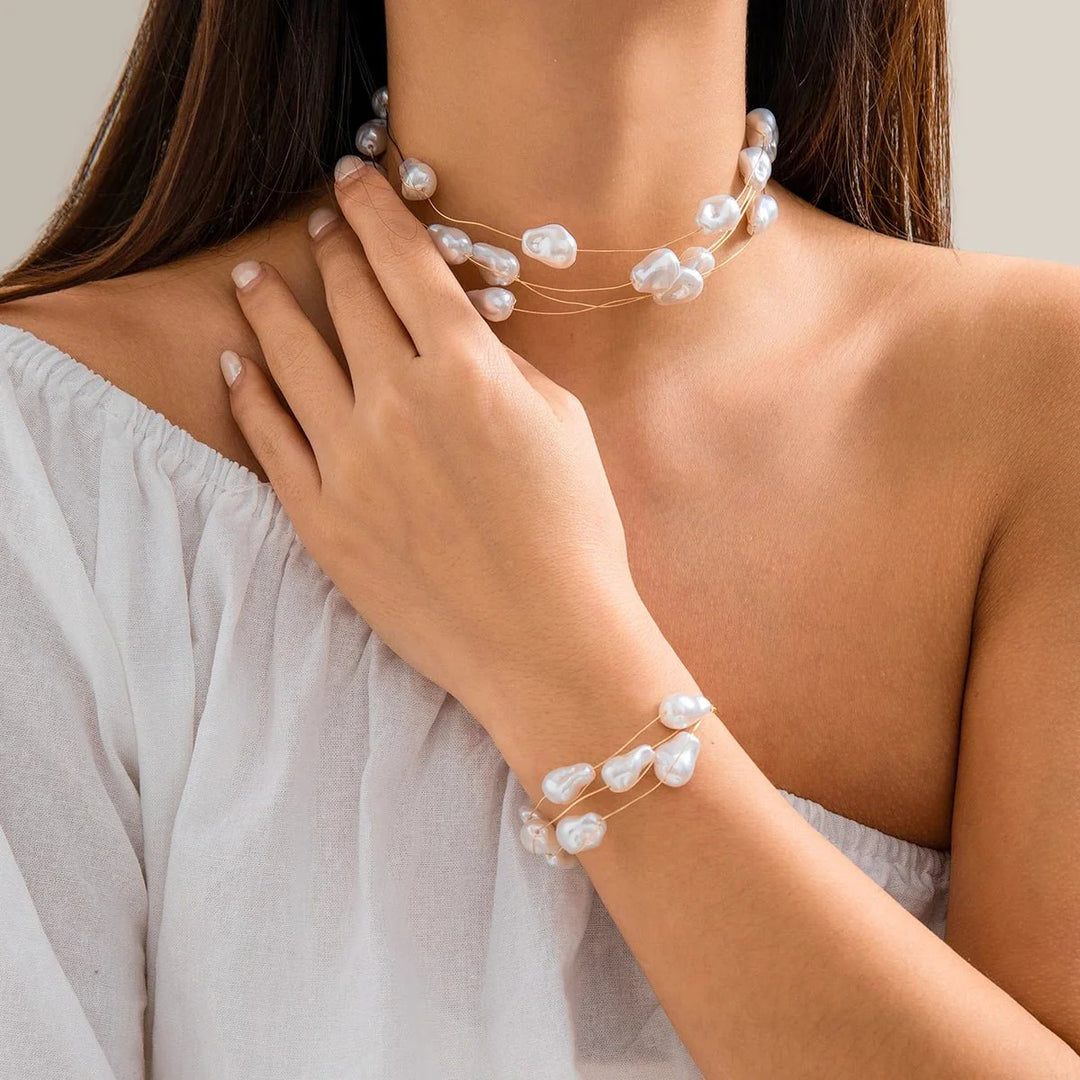 BowLift | Layered Strung Pearls Bracelet and Necklace
