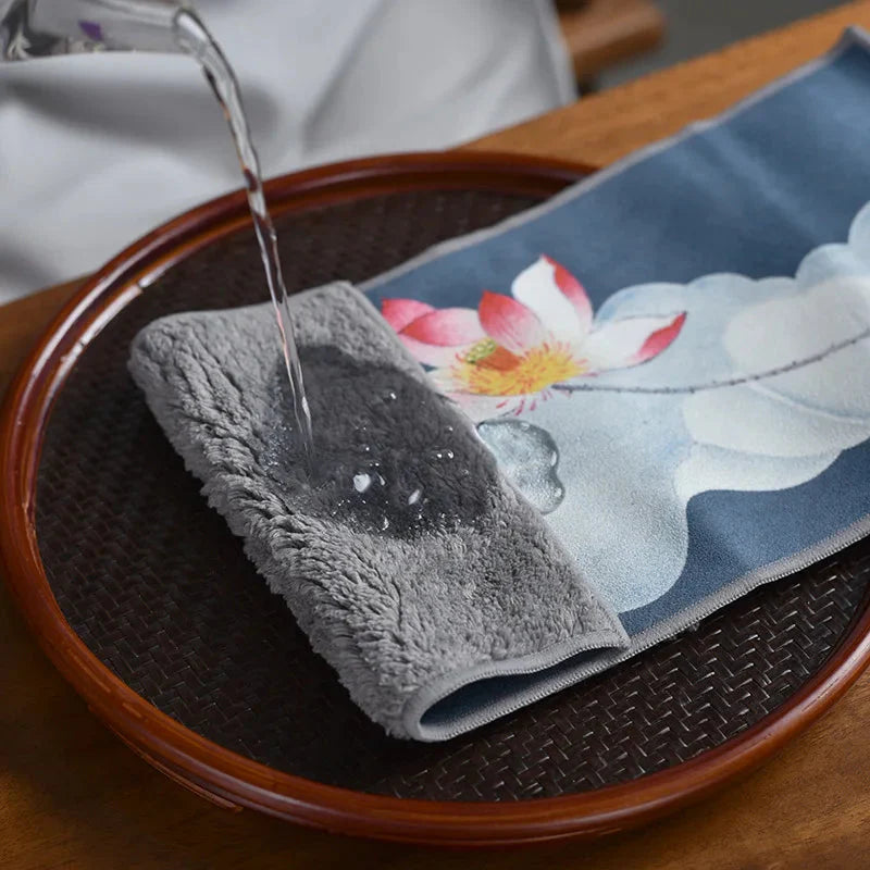 Leaf Tea Towel Suede Table Mat Dishcloth Table Napkins Lotus Accessory | Bowlift