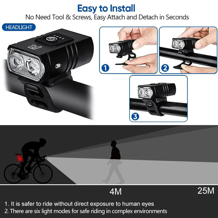BowLift | LED Bike Light – Rechargeable bike light with 6 modes for optimal visibility & safety