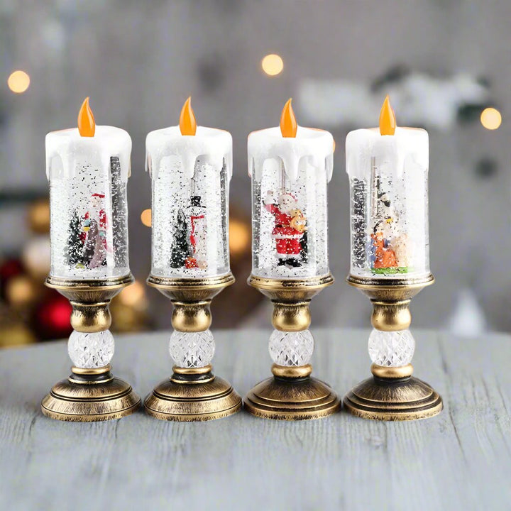 BowLift | LED Christmas Candle Lights with Dreamy Snowflake Music Box
