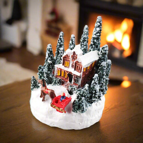 BowLift | LED Christmas Village Miniature Set – Snowy Resin Houses for Festive Home Décor & Delightful Gifts for Kids & Friends