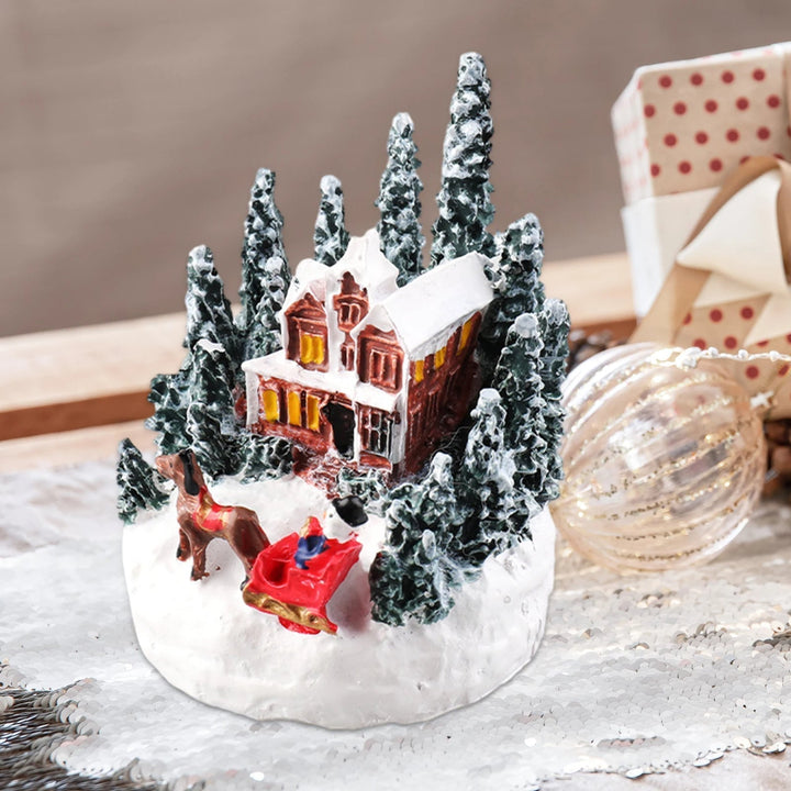 BowLift | LED Christmas Village Miniature Set – Snowy Resin Houses for Festive Home Décor & Delightful Gifts for Kids & Friends