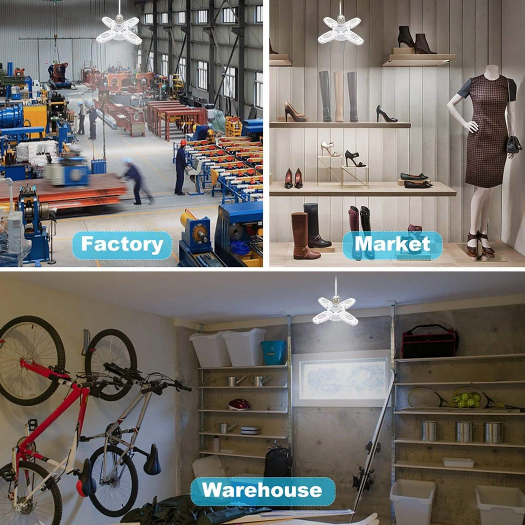 BowLift | LED dimmable ceiling lights for the garage with 4 adjustable panels